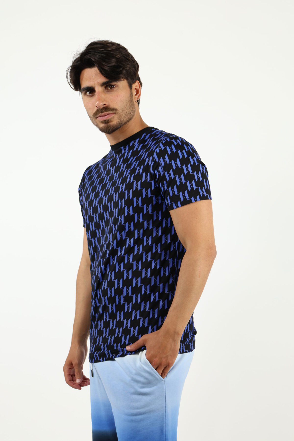 KARL LAGERFELD 755074 TSHIRT ELECTRIC BLUE MONOGRAM
